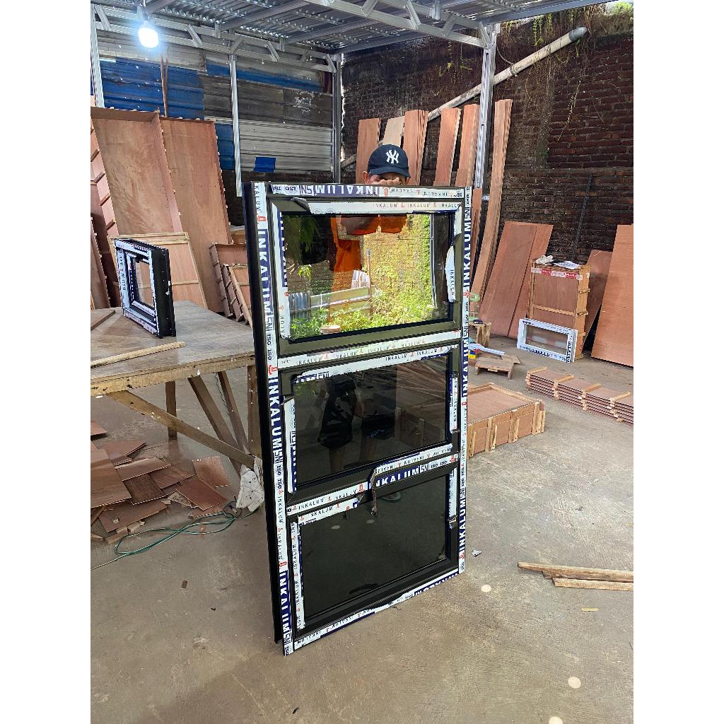 KUSEN JENDELA BOVEN ALUMINIUM UKURAN L60xT120 MODEL 3 DAUN JENDELA HIDUP