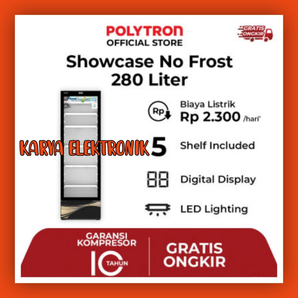 SHOWCASE POLYTRON 5 RAK SCN-288 GARANSI 5 TAHUN