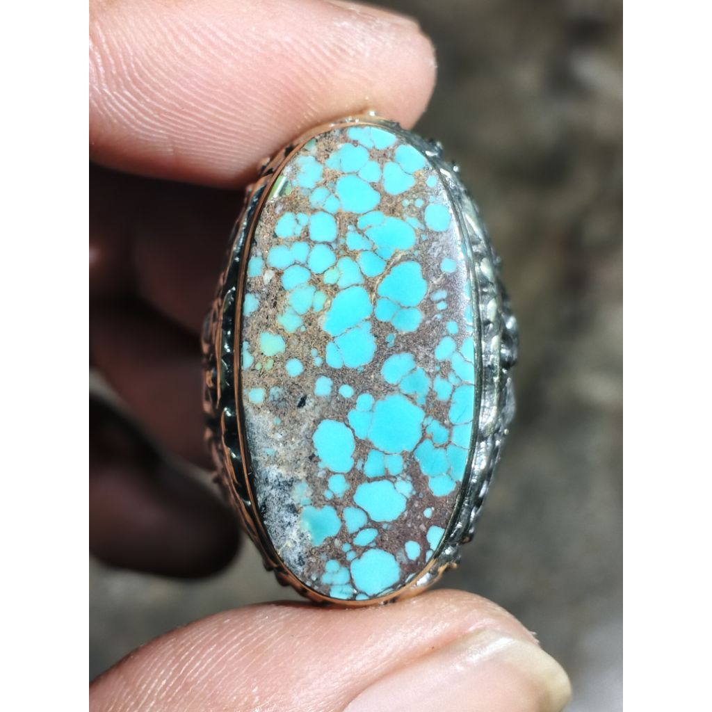 Natural Batu Pirus Persia Ceplok Kura