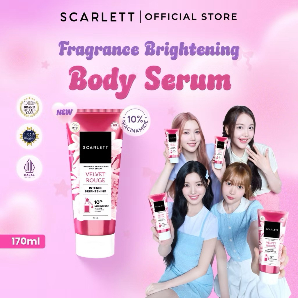 (NEW) SCARLETT FRAGRANCE BRIGHTENING BODY SERUM VELVET ROUGE 170ML X H2H HEARTS2HEARTS VELVET ROUGE 
