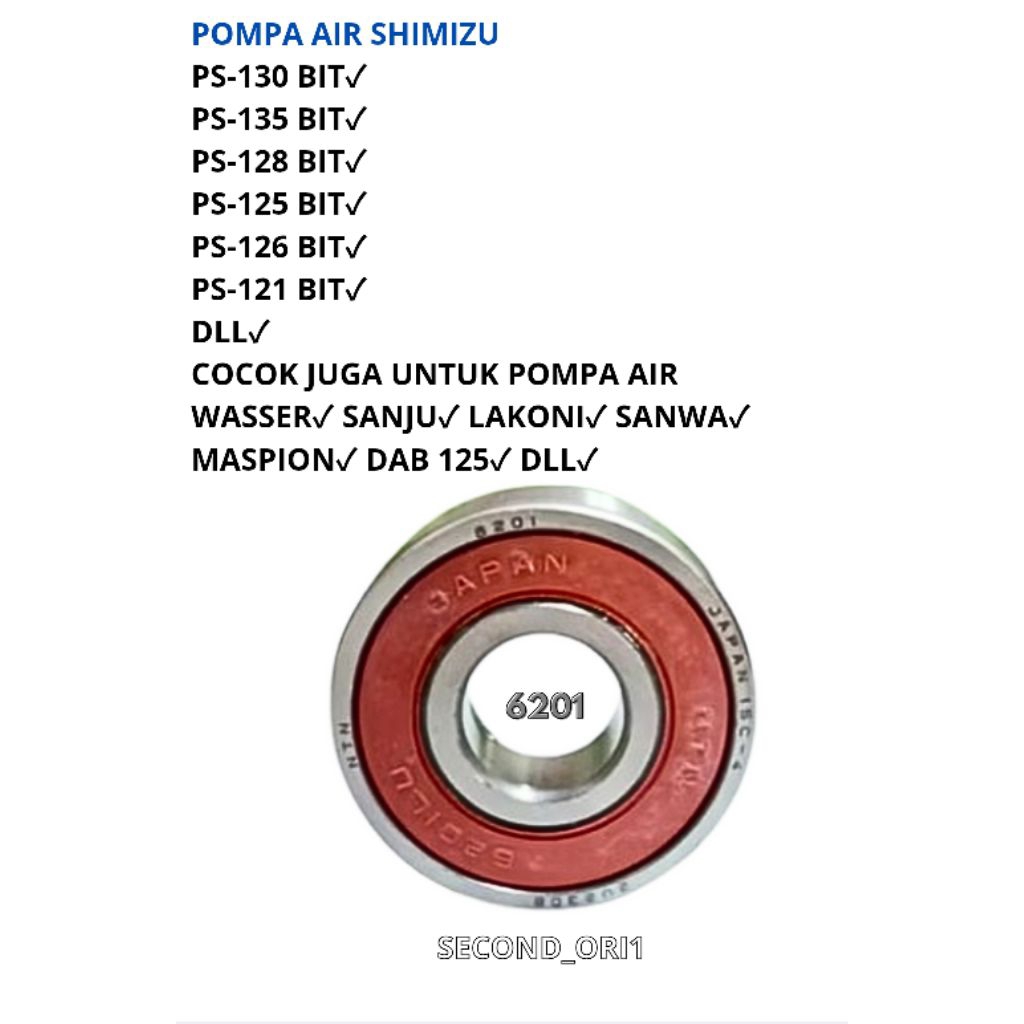 BEARING 6201 NTN JAPAN POMPA AIR SHIMIZU PS 130/135 BIT DLL