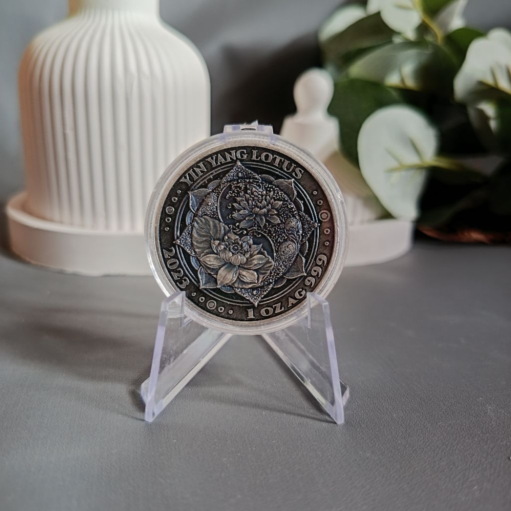 Bullion Spot fine silver 1 Oz Lotus antique