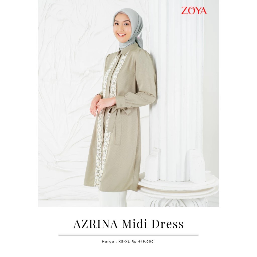 ZOYA AZRINA MIDI DRESS - Bahan Premium Dobby Polyester