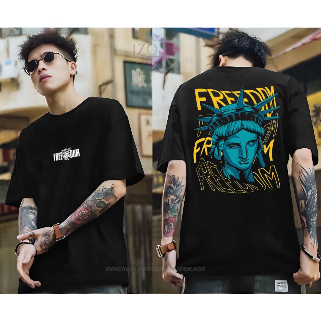 Izokaos - Baju Distro Terbaru Gambar Patung Liberty Pakaian Cowok Cewek Keren Bahan Katun Combed30s