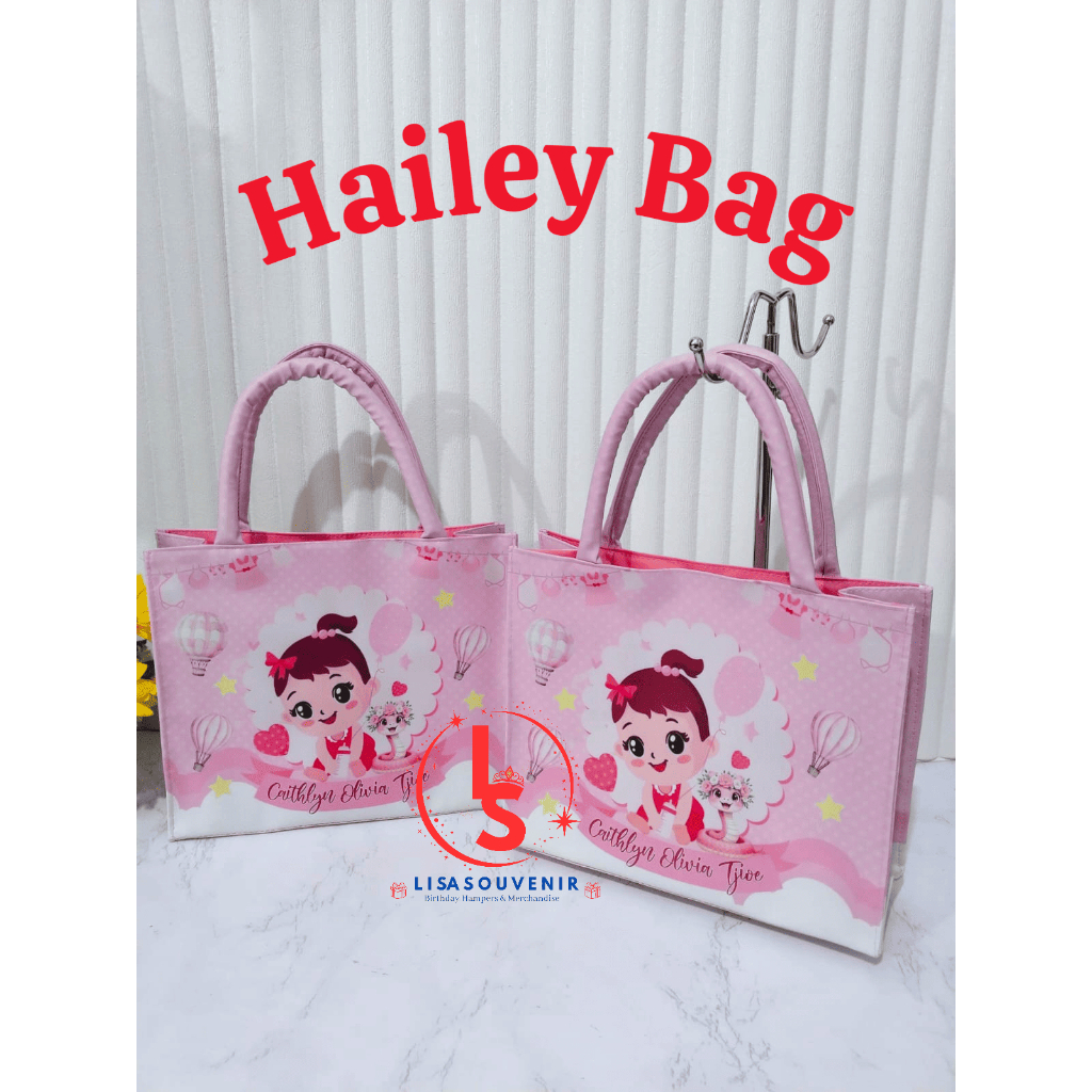 ( Minim 12 pcs )SOUVENIR HAILEY DIOR FULL PRINT BAG CUSTOM DESIGN MERCHANDISE ULTAH PENGAJIAN WEDDIN