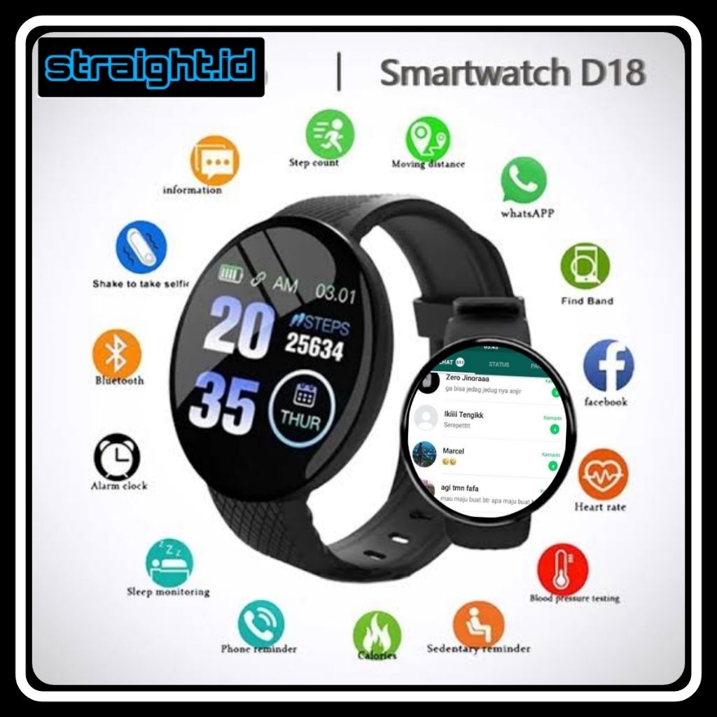 [ GARANSI RESMI ] SMARTWATCH ANDROID 4G ANTI AIR D18 TERBARU BISA WA Jam Pintar hp TERBARU ANTI AIR 
