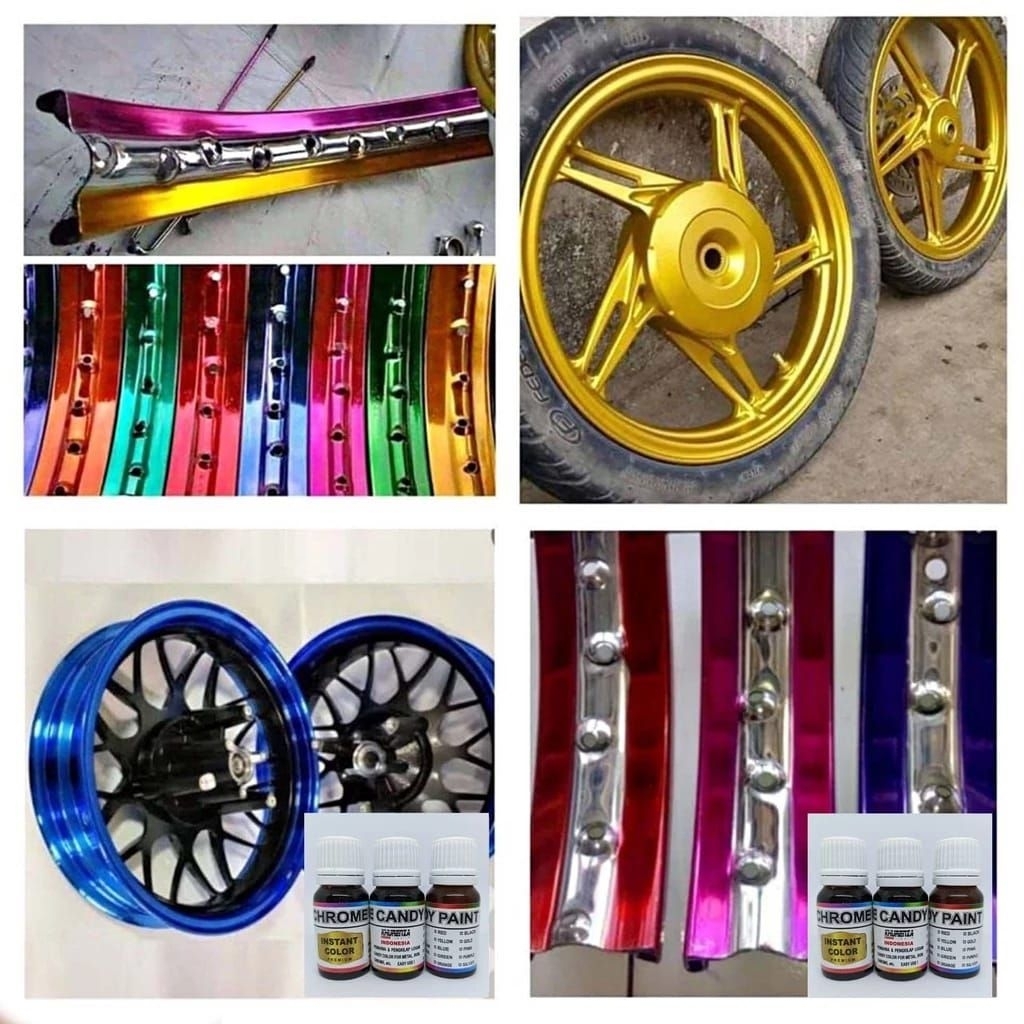 Cat logam pewarna logam asli termurah cat candy chrome isi 12.5ml Cat Logam Tahan Lama Anti Luntur
