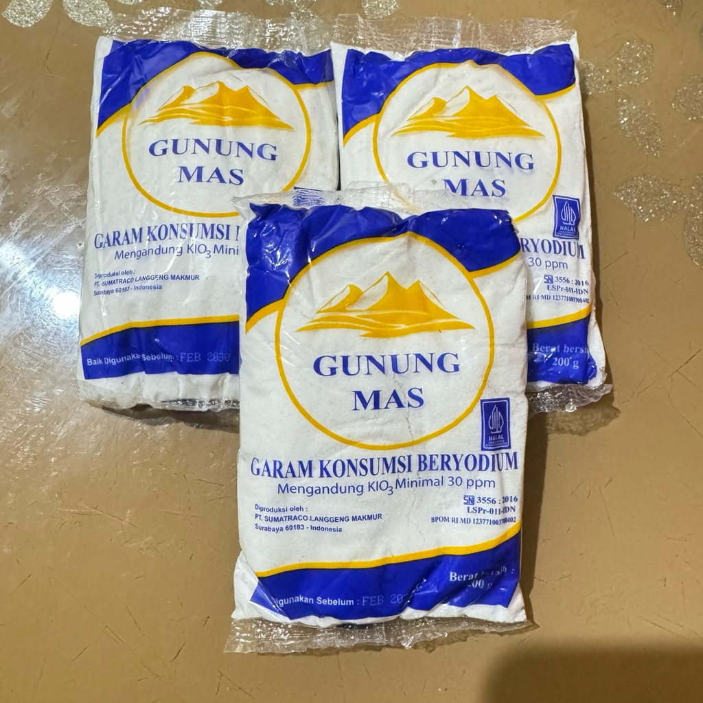 GARAM MASAKAN GARAM GUNUNG MAS GARAM SERBAGUNA KEMASAN 200gr GARAM BERYODIUM