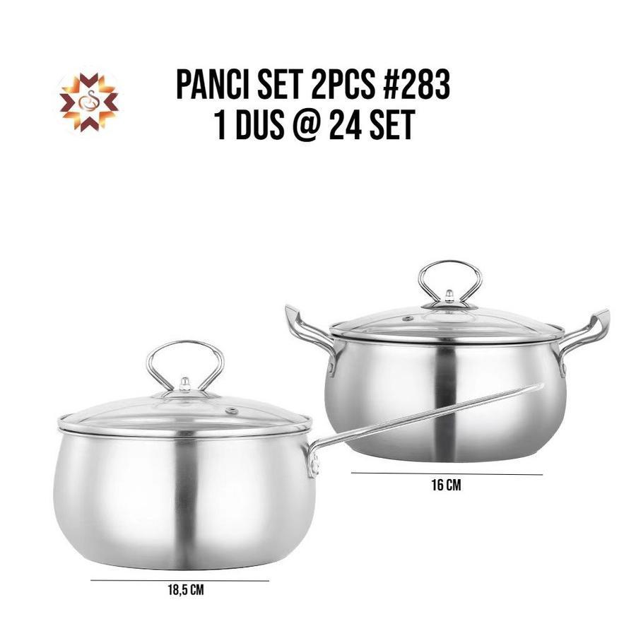 PANCI SET 2 PCS Stainless / Panci Set Calypso ukuran 16cm dan 18 cm / Panci Soup Stainless