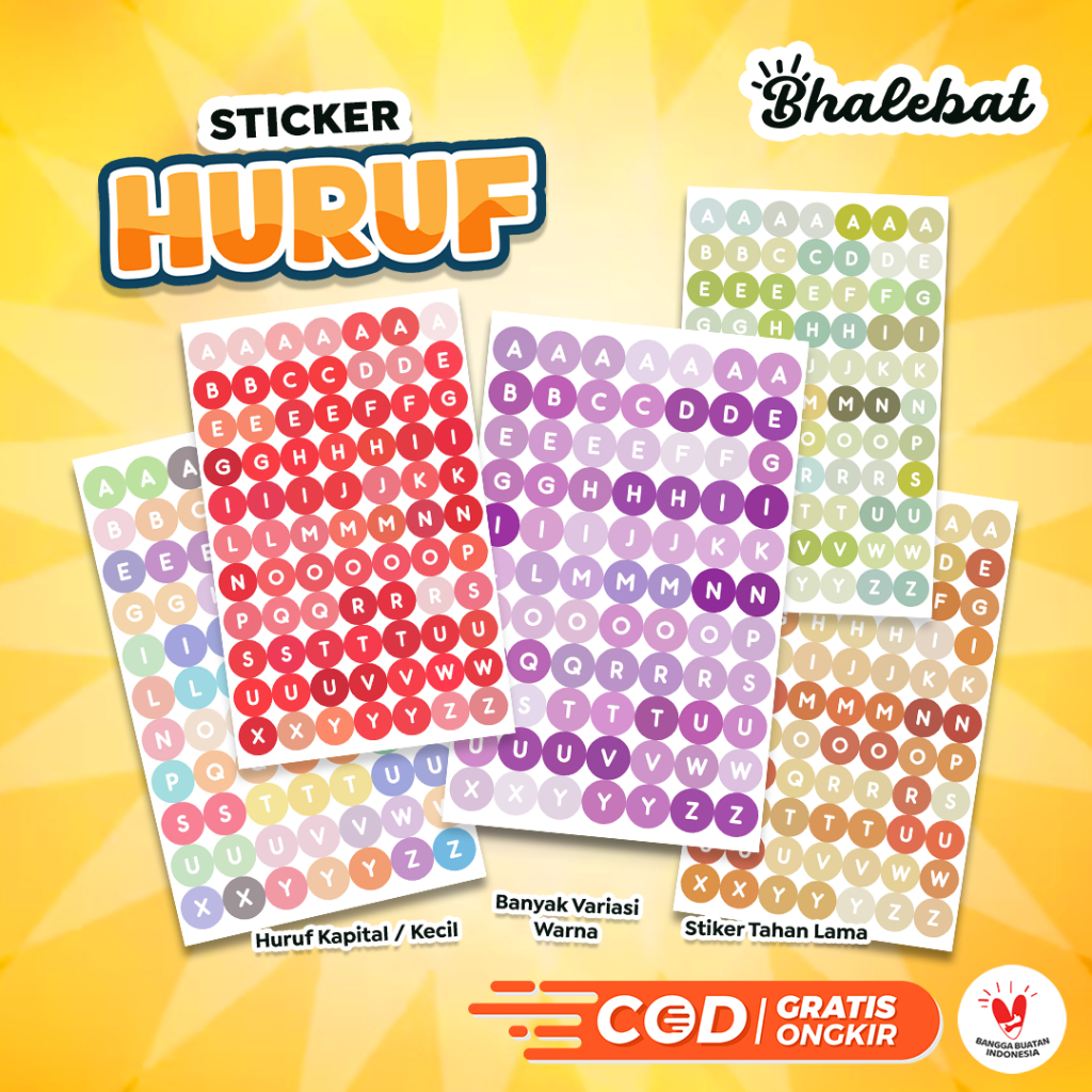 Bhalebat - Sticker Deco Huruf /Sticker Jurnal Huruf / Aesthetic Letter Sticker Tumblr DIY Scrapbook
