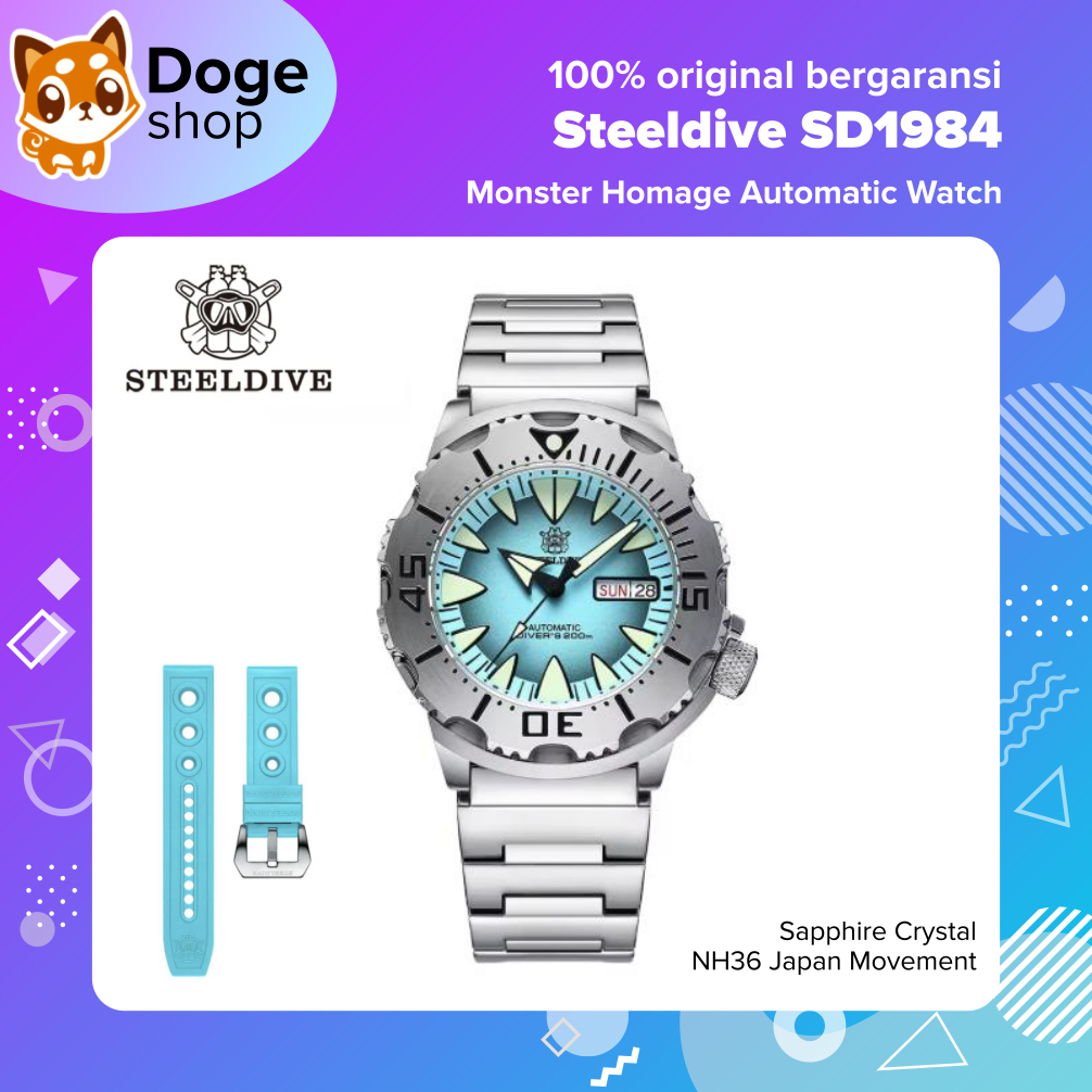 Steeldive SD1984 Monster Homage NH36 Japanese Movement Automatic Watch Jam Tangan Otomatis