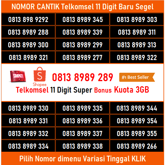 Kartu Perdana Simpati 11 Digit telkomsel 4G 5G Nomor Cantik 89