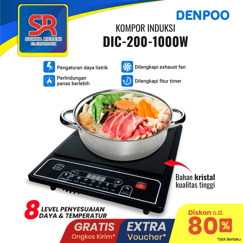 Denpoo Kompor Listrik Induksi Low Watt DIC 200 - 1000