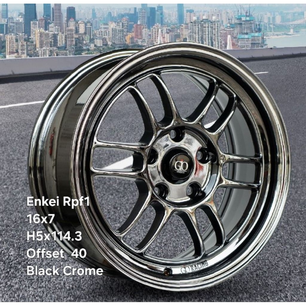 Velg Enkei Rpf1 Ring 16x7 H5X114.3 Offset 40 Blackcrome (1set 4pcs)