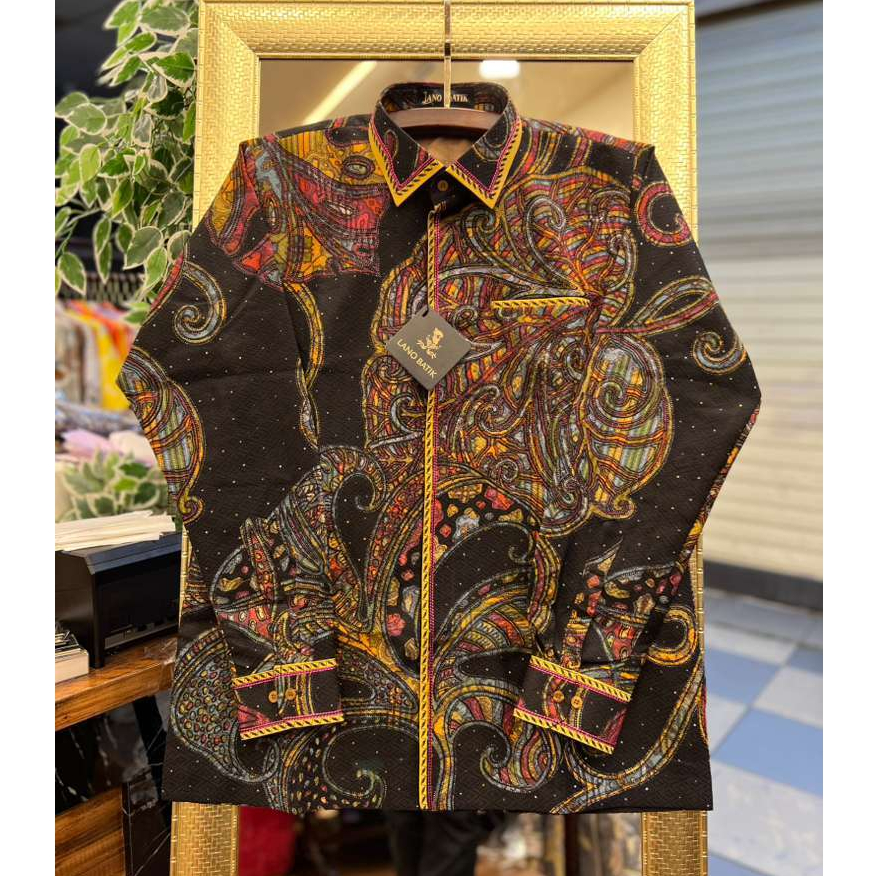 Lano Batik Semi Jas - Mural Daun - Batik Dobby - Baju Batik Pria - Kemeja Batik Pria - Kemeja Batik 