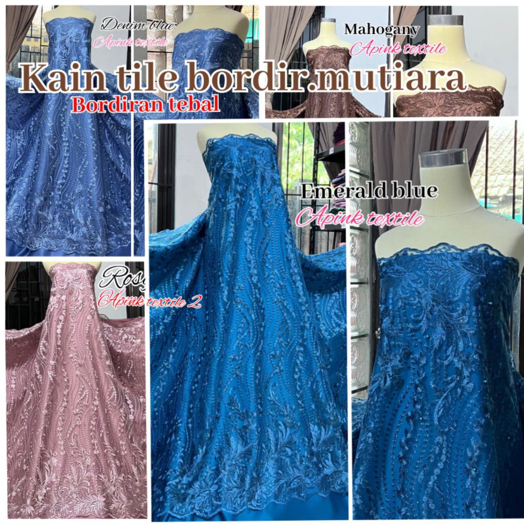 kain tile kebaya bordir mutiara bordir