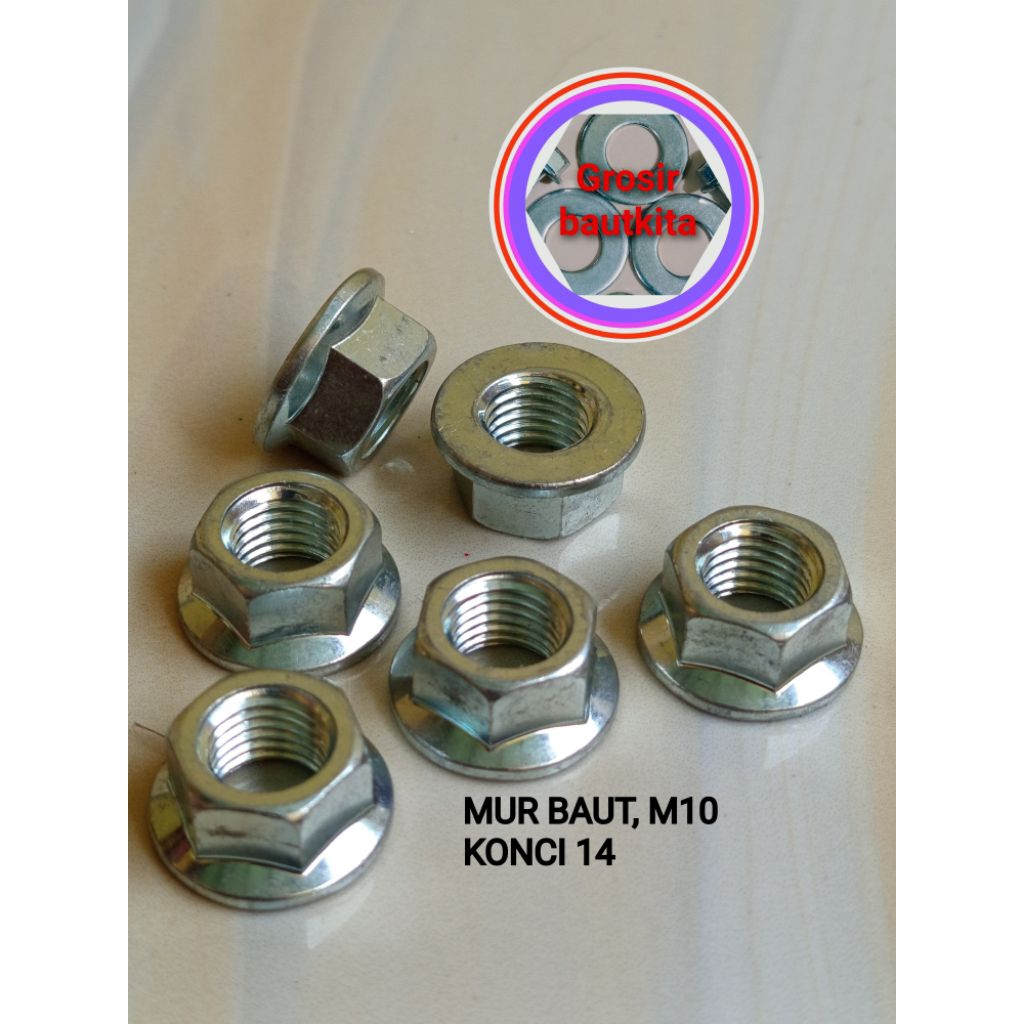 1,PCS MUR 14,MUR BAUT 14,MUR TOPI, MUR PAYUNG,MUR KUPING, MUR FLANG M10, MUR DRAT STANDAR OTOMOTIF 1