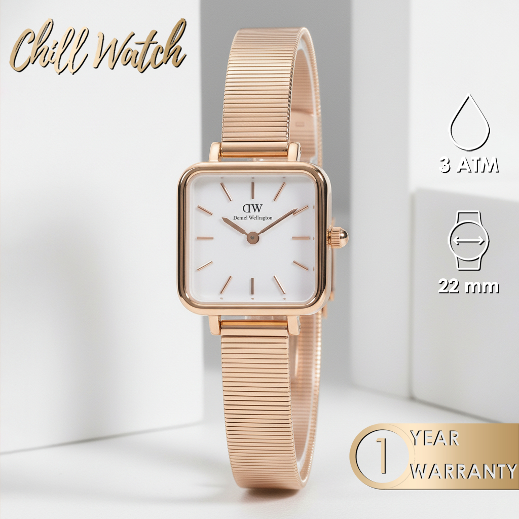 Jam Tangan Wanita Daniel Wellington Quadro Studio 22x22 Rose Gold White - Original Garansi 1 Tahun