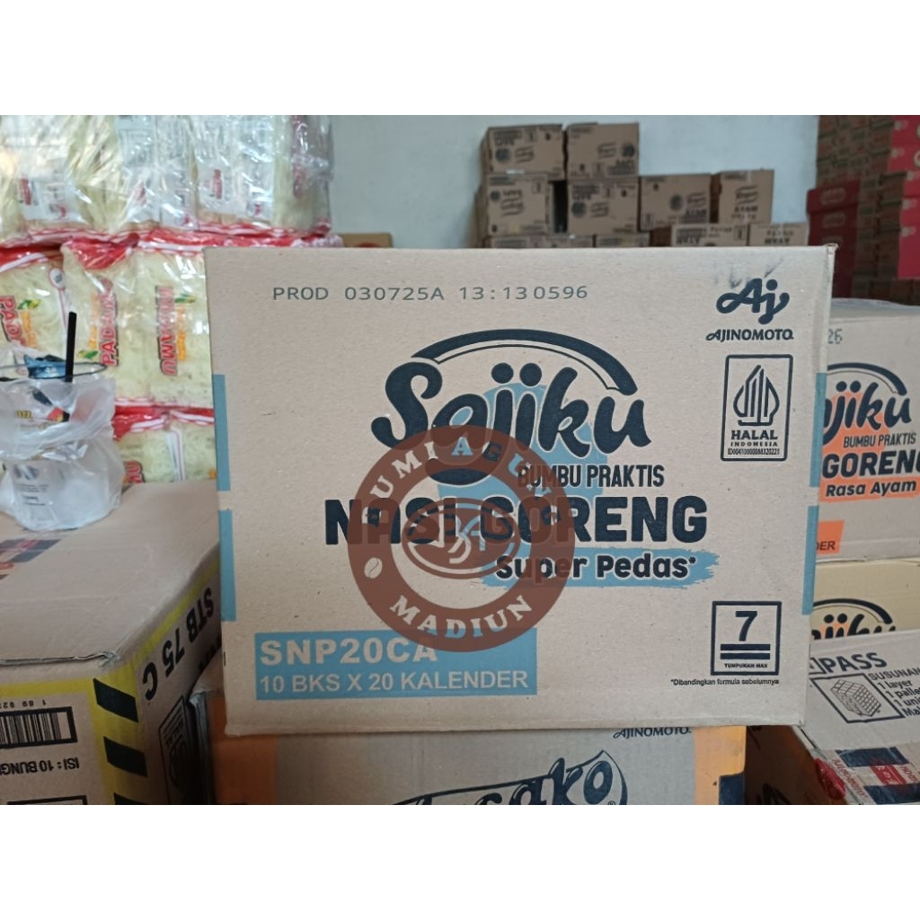 Sajiku Nasi Goreng Super Pedas kemasan 1 karton isi 20 renteng