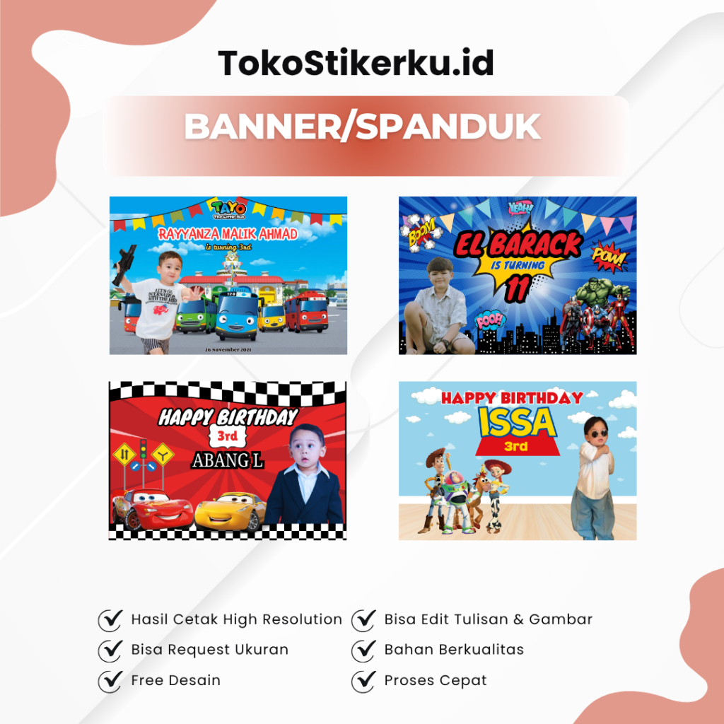 BANNER ULANG TAHUN / BACKDROP ULTAH / SPANDUK ULANG TAHUN CUSTOM