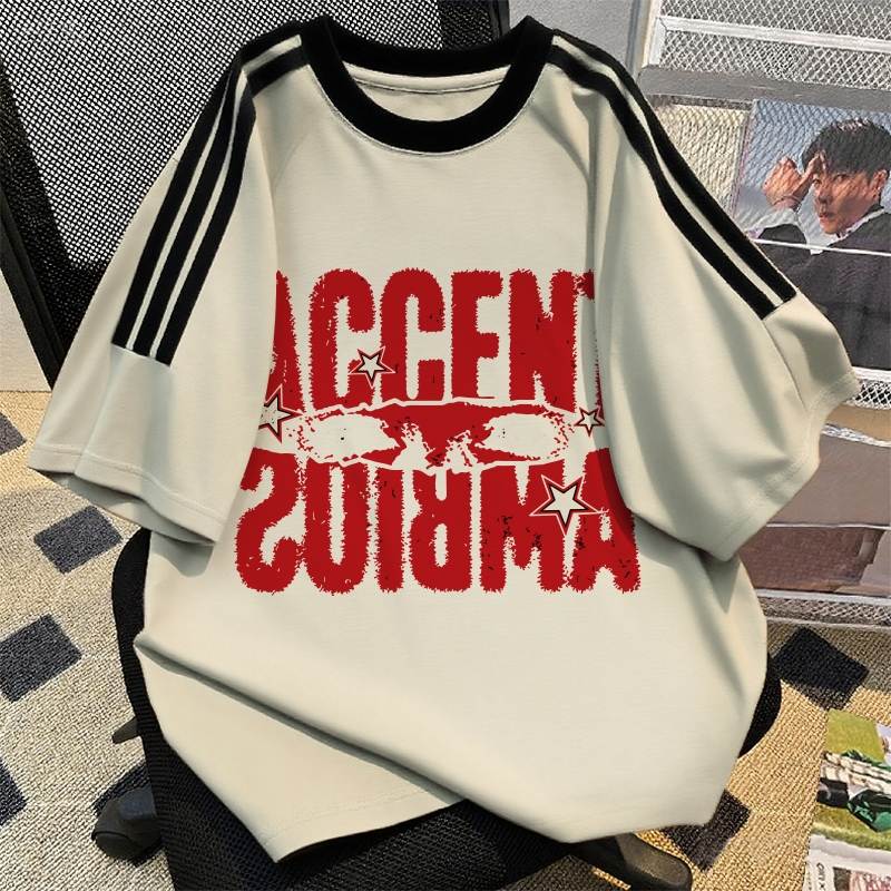 Kemeja stripe pria oversize | T shirt casual | Baju Kaos boxy vintage distro katun 100% | Kaos Sablo