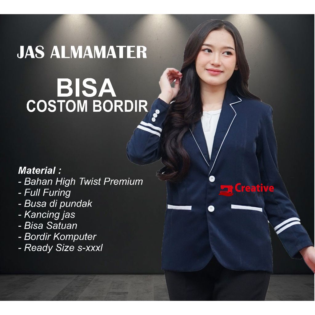 (BISA COD) Jas Almamater Sekolah OSIS navy lis putih separo/ jas osis Jas Mahasiswa Bisa tambah bord