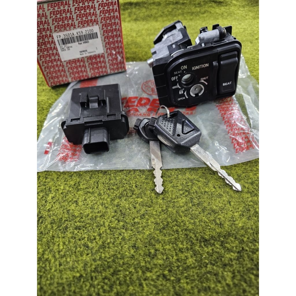KUNCI KONTAK VARIO 150 REMOTE TIPE K59 KEY SET KOMPLIT MERK FEDERAL KUALITAS AHM ASTRA OTOPARTS/3501