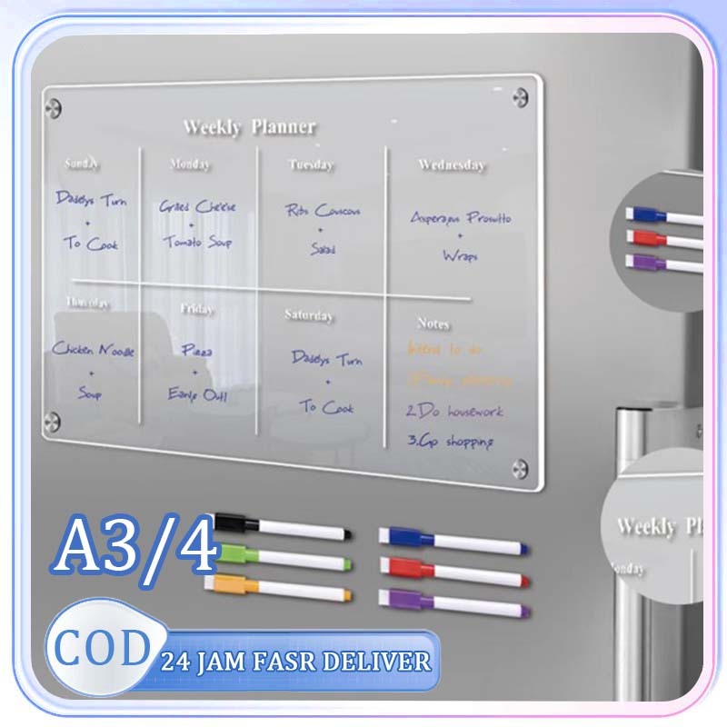 Kalender Akrilik Wall Monthly Planner Custom Dinding Schedule Board Transparan Schedule Board Magnet