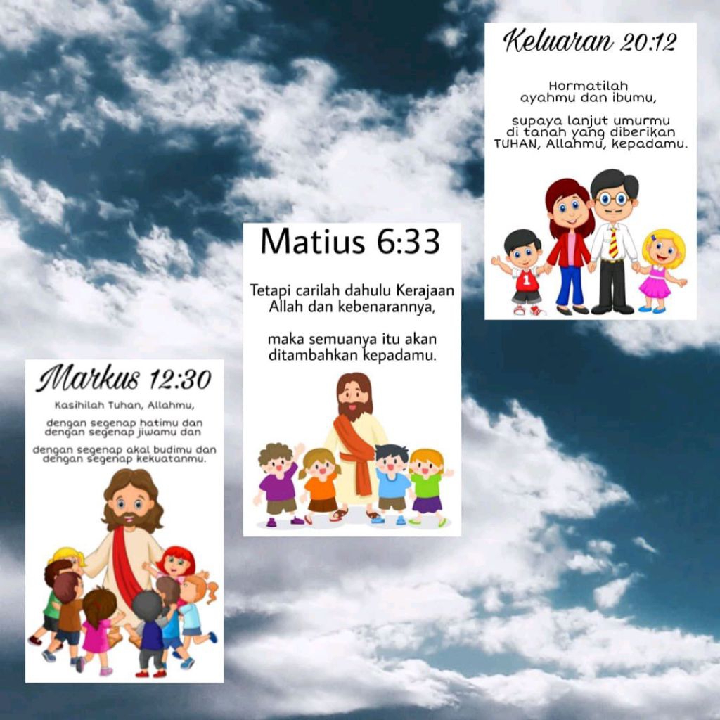 (PAKET ISI 3 PCS) STIKER ROHANI KRISTEN UNTUK ANAK SEKOLAH MINGGU BELAJAR ALKITAB