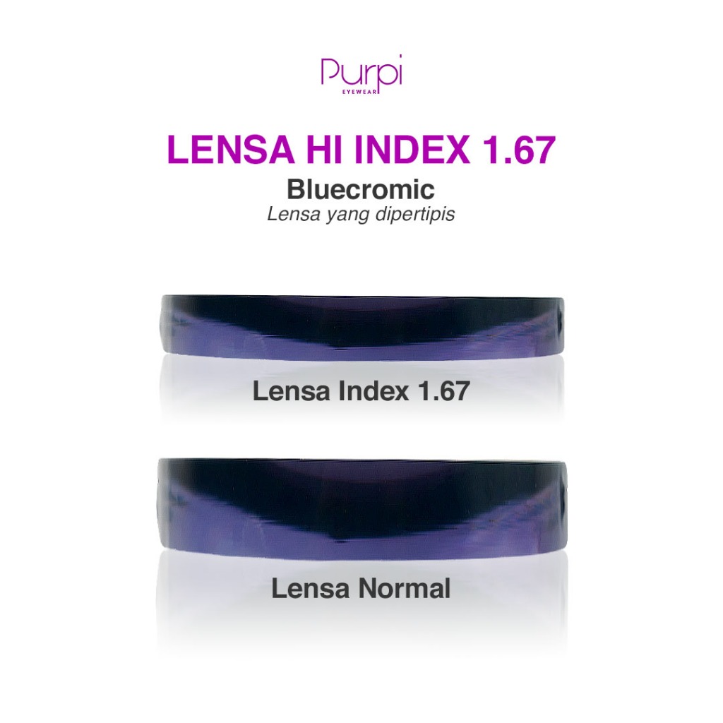 (Lensa Tipis Minus Tinggi) Lensa Hi Index 1.67 Bluecromic Lensa Kacamata yang dipertipis