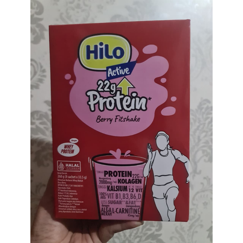 Suplemen Susu Olahraga Fitness Tinggi Protein Hilo Active 22gr Whey Protein Plus Kolagen Collagen Be