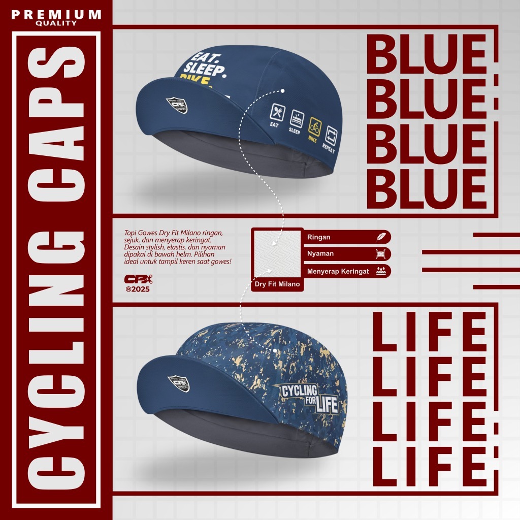 Topi Sepeda MTB Downhill Roadbike Printing Topi Gowes Cycling Cap Menyerap Keringat