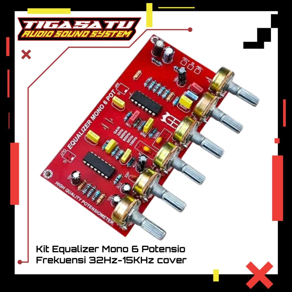 Kit Equalizer Mono 6 Potensio Frekuensi 32Hz-15KHz