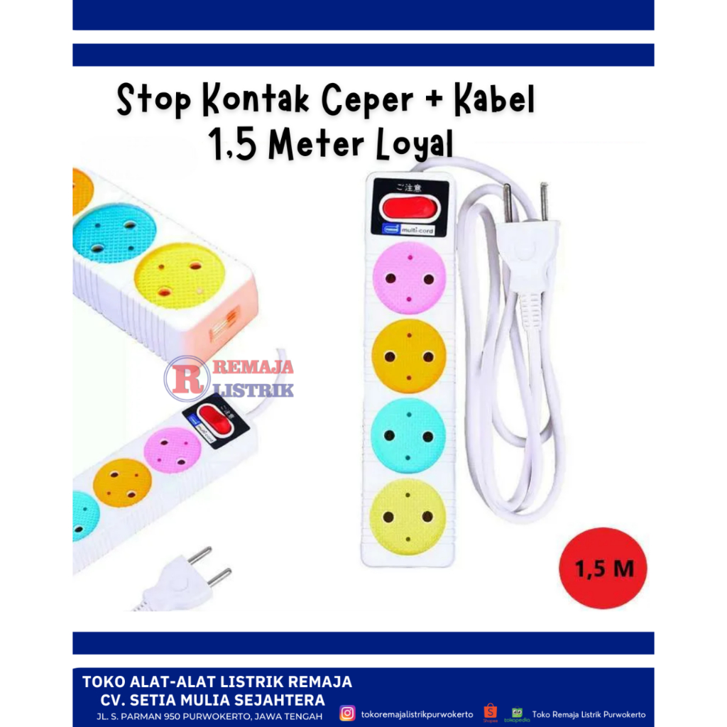 Loyal Ceper 4 Lubang + Kabel 1,5 Meter Loyal