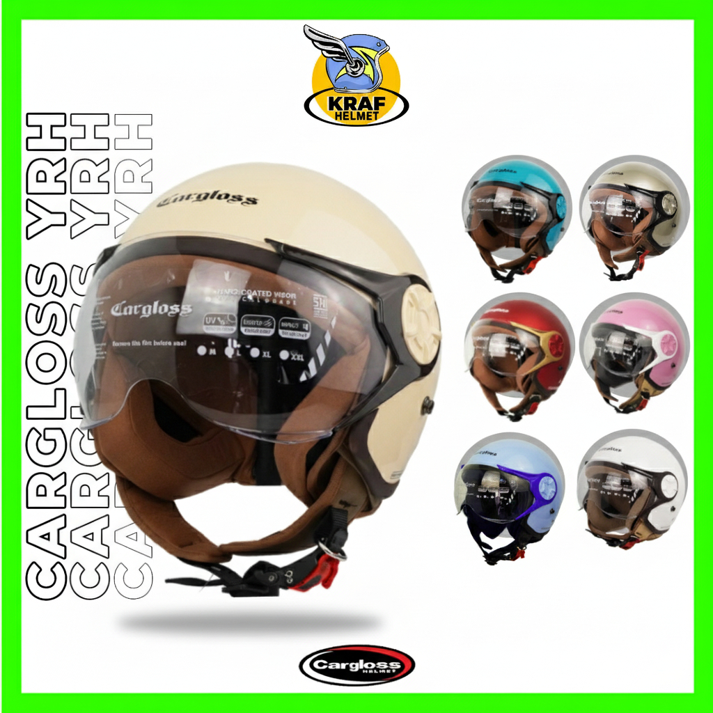 Helm Cargloss YRH Hijab Original SNI / Helm Retro Half Face Khusus Jilbab Dewasa