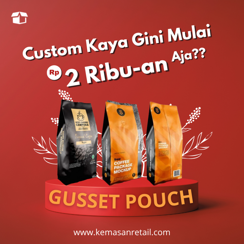 CETAK CUSTOM KEMASAN GUSSET POUCH PAPER DAN METALLIZED - OFFSET PRINTING
