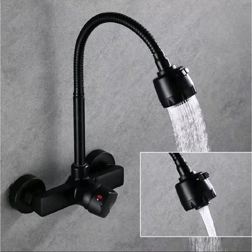 Kran Kitchen Sink Fleksibel Panas Dingin Hitam Tembok / Kran Sink Fleksibel Hitam Panas Dingin