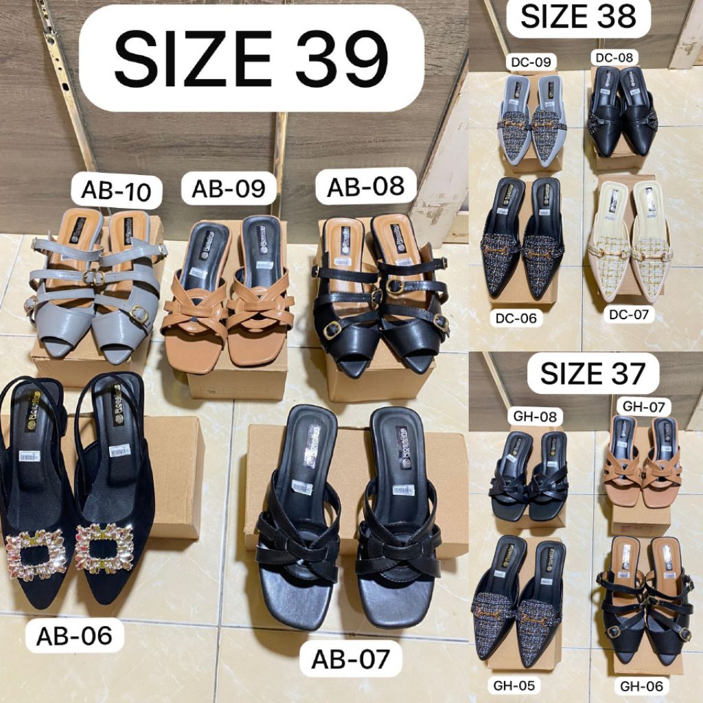 Premium ROSELINA Sandal Sepatu Slip On Wanita | Wedges Branded Bustong Cantik | Heels Kondangan, Loa