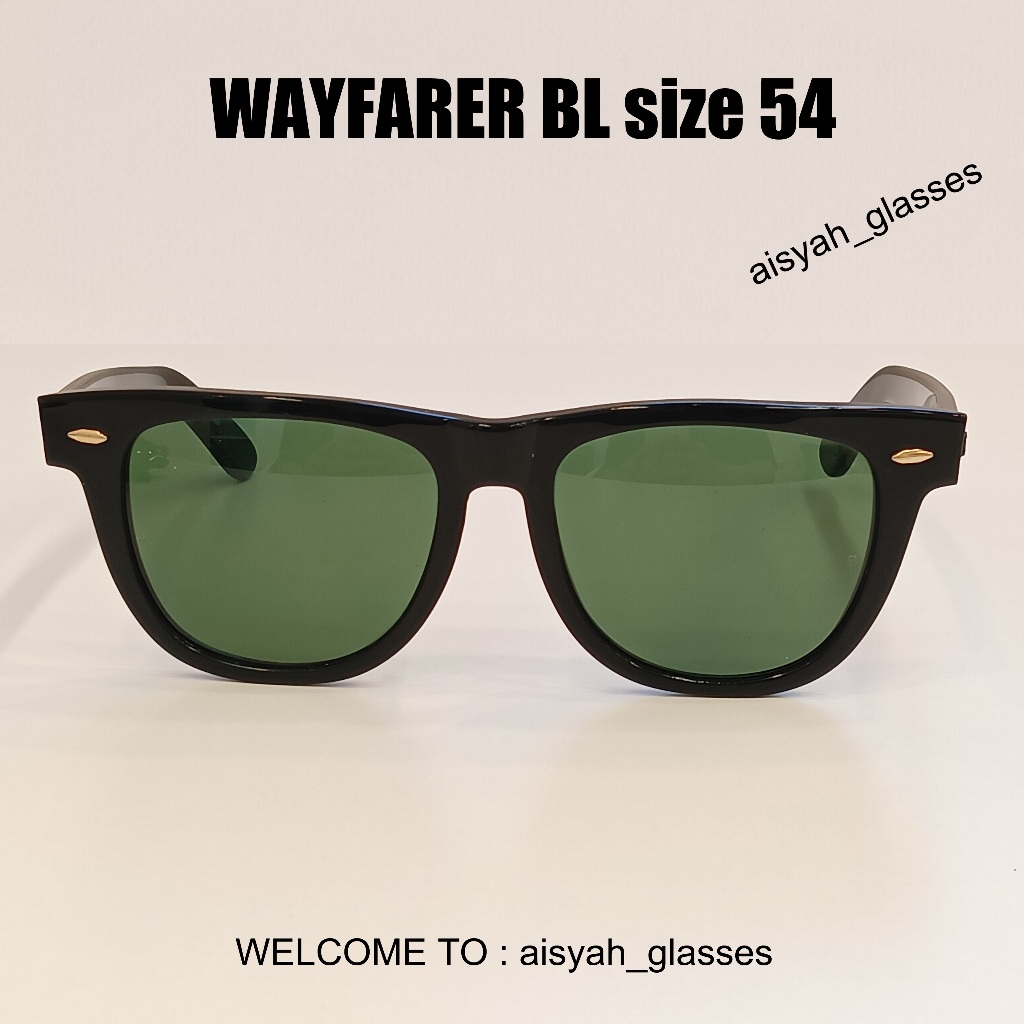 Kacamata Hitam BL WAYFARER 54 AS Hitam Mengkilap G-15 Vintage 80-an