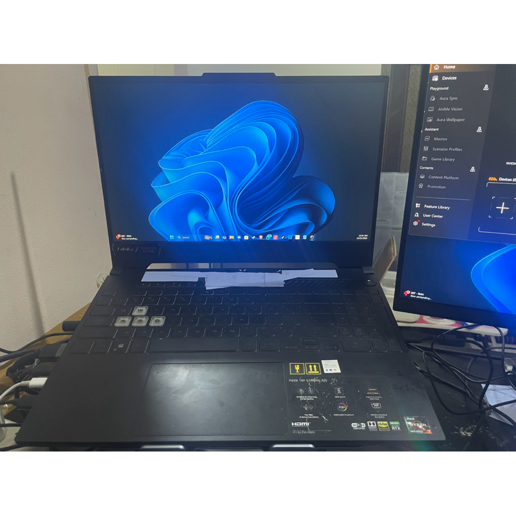 Laptop Asus TUF A15 Ryzen 7 6800h + RTX 3060 6GB Layar 144hz 15,6' Second Bisa Nego Dm