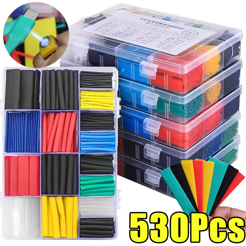 530pcs Set Kabel Bakar Heat Shrink Bahan Polyolefin Warna Warni /Heat Shrink Tube Selang Bakar Kabel