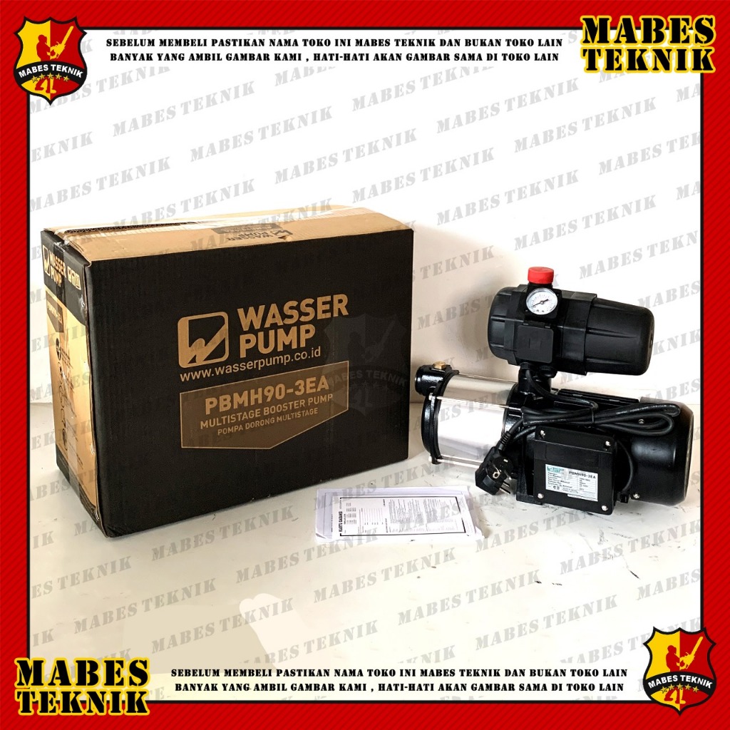 BOOSTER PUMP WASSER PBMH90-3EA MESIN POMPA AIR DORONG MULTISTAGE WASSER PBMH 90-3EA DENGAN OTOMATIS 