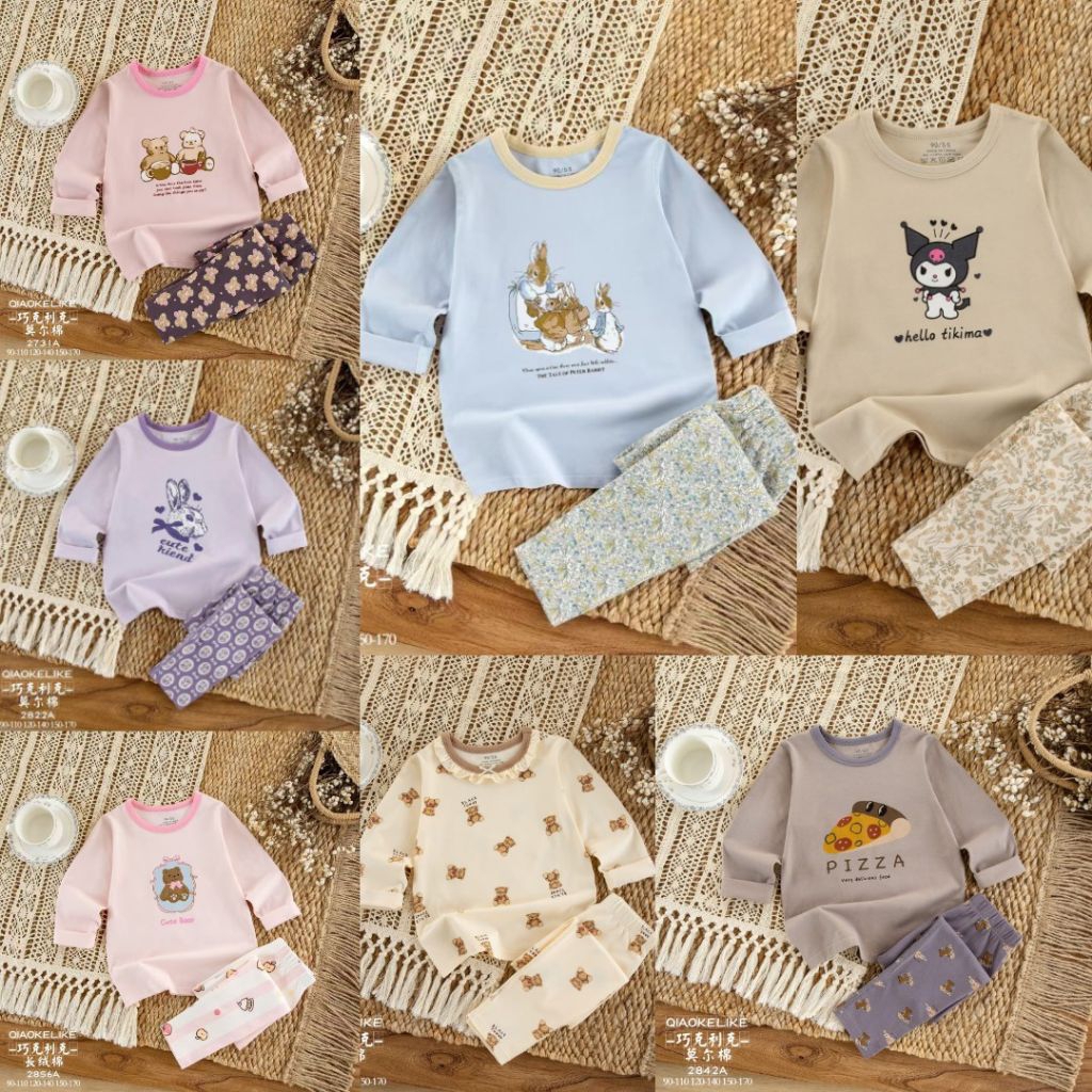 Pranashop - Baju Tidur Anak 1-10 tahun Setelan Baju Anak Perempuan Laki-laki Stelan Baju Lengan Panj