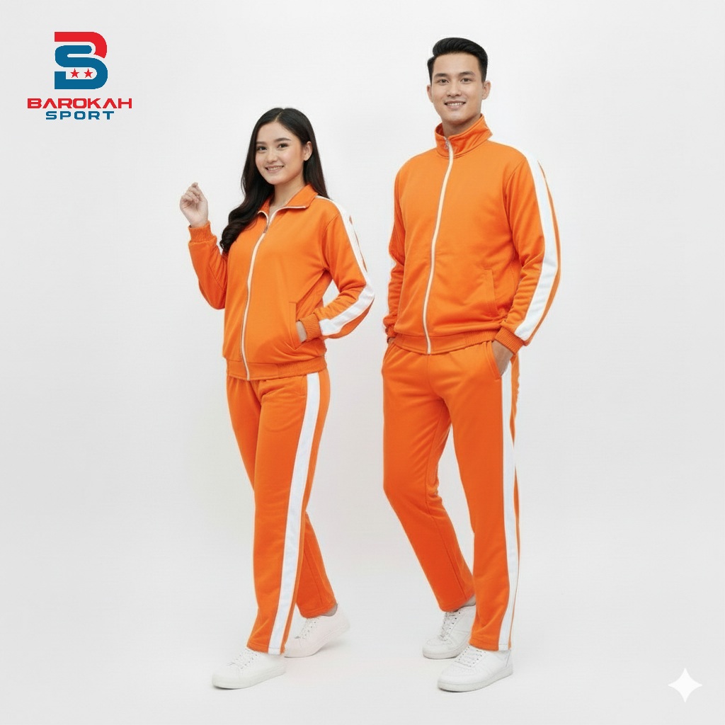 HM Barokah - Setelan Jaket Celana Olahraga Pria Wanita One set Seragam Olahraga Laki Laki Perempuan 