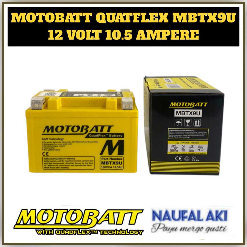 Aki Motor Ninja 250 FI/Karbu/PULSAR/PIAGIO/KYMCO MOTOBATT MBTX9U Aki GEL Original