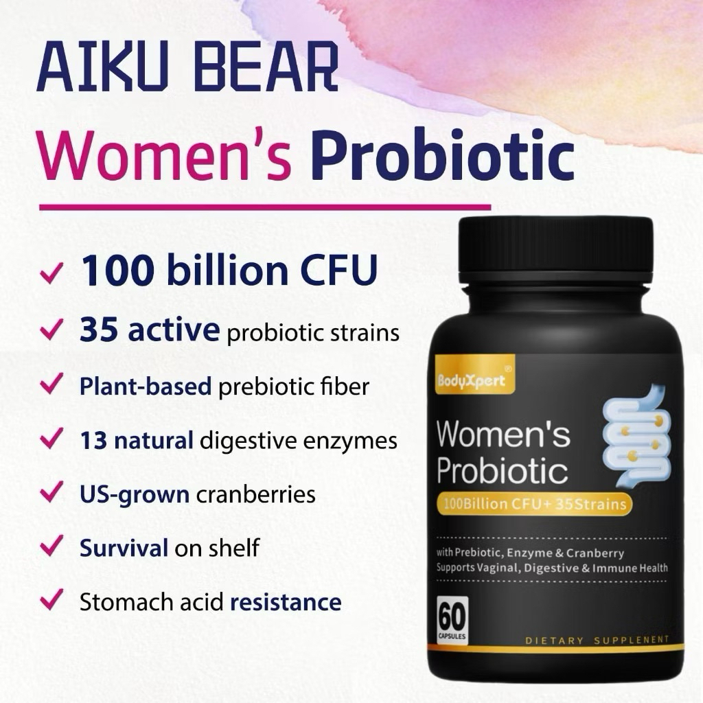 Probiotik Wanita 100b, dengan prebiotik organik untuk menyeimbangkan flora usus
