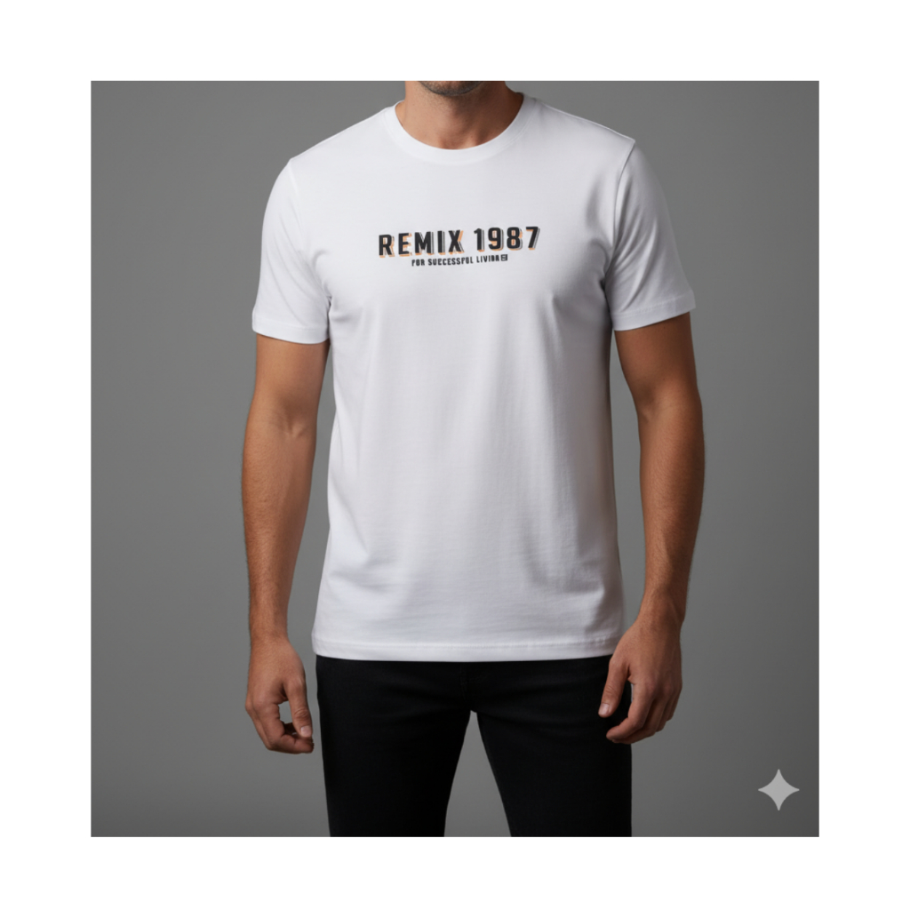 Remix Jeans Kaos Putih | Kaos Santai Cowok | Baju Cowok Lengan Pendek