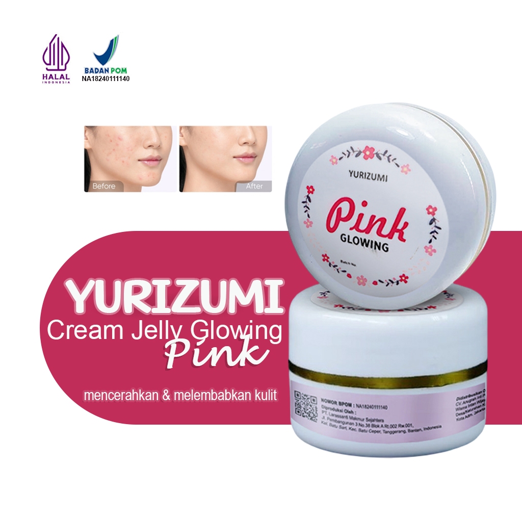 Yurizumi Cream Jelly Glowing Pink BPOM Mencerahkan Wajah Kusam Jadi Glowing Cerah - Aff