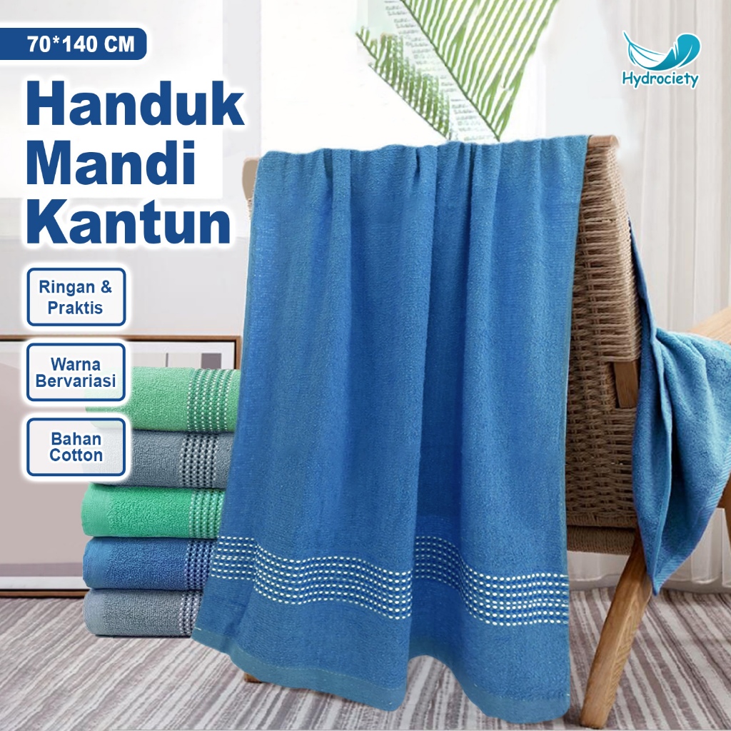 KP-M HYDROCIETY - HANDUK MANDI DEWASA KATUN 70X140CM HANDUK UNISEX MUDAH MENYERAP AIR - MJ-2A/2B/2C