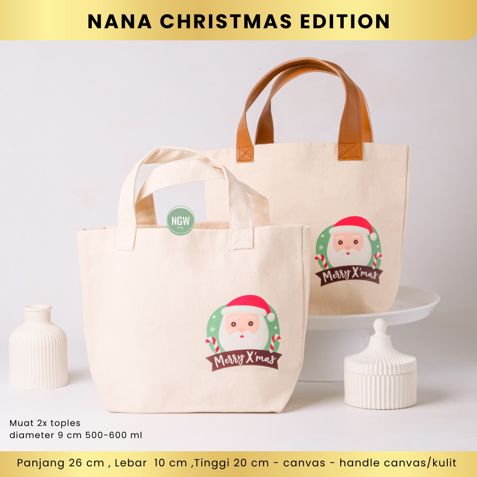 Tas hampers natal christmas bag goodie bag NANA 26x10x20 sablon satuan